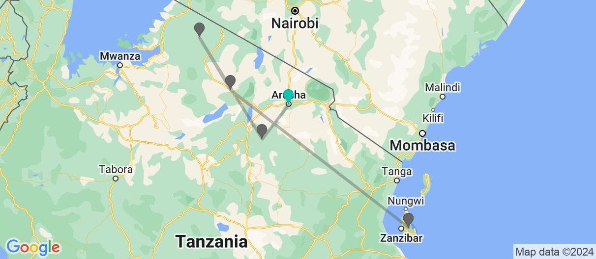 Map of Wildlife Safari & All-Inclusive Zanzibar