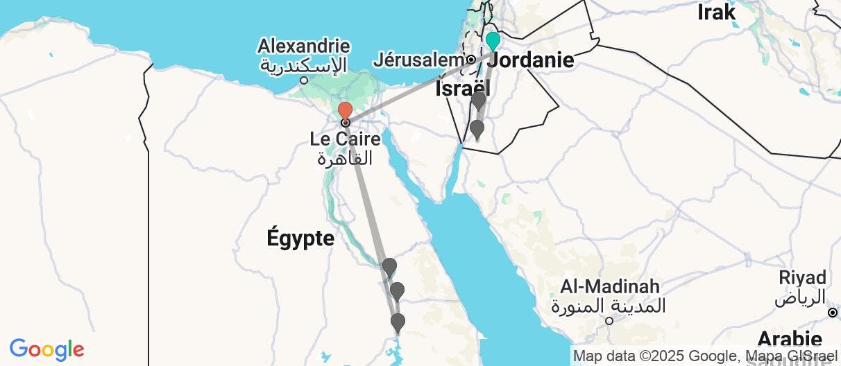 Map of Royaume hachémite, pyramides et le Nil