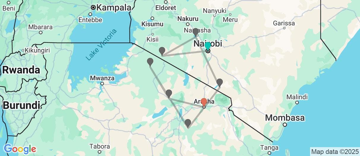 Map of From the Maasai Mara to the Serengeti