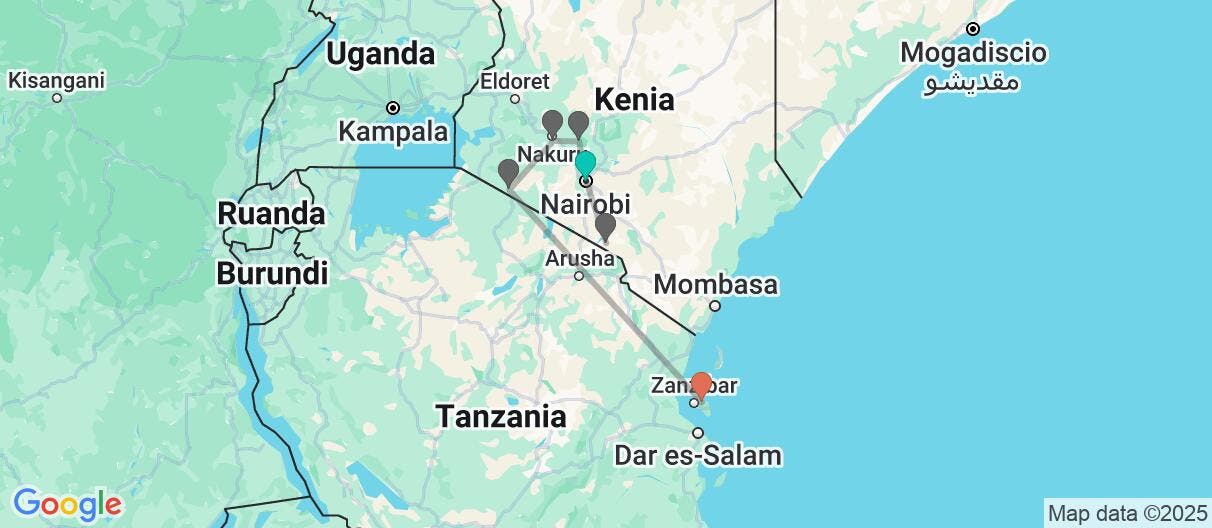 Map of Safari de lujo y Todo Incluido en Zanzíbar