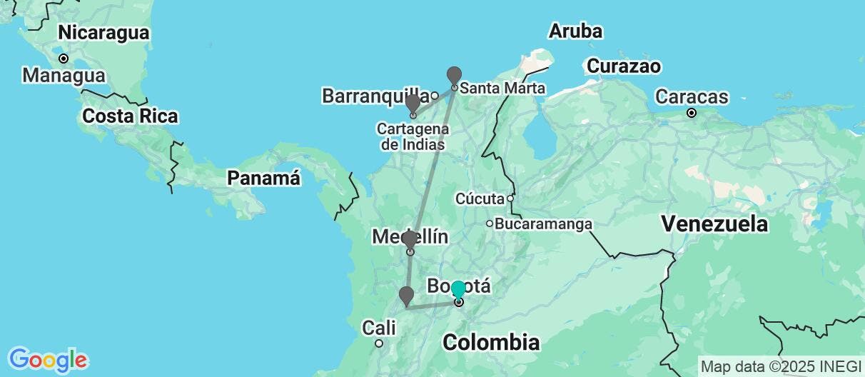 Map of Cultura, costa caribeña y Santa Marta