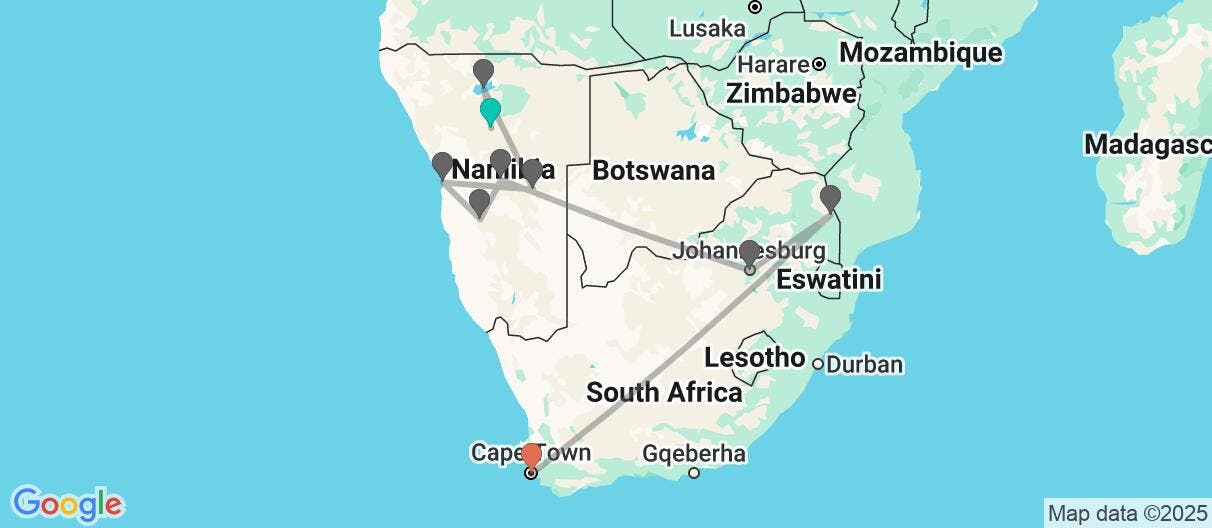 Map of From the Naukluft Mountains to Cape Town