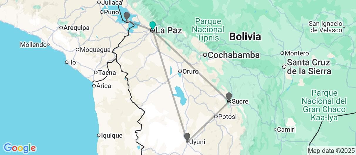 Map of From Lake Titicaca to Uyuni