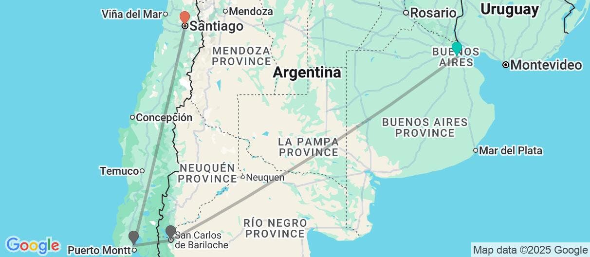 Map of Amazing Patagonia & Andes Crossing