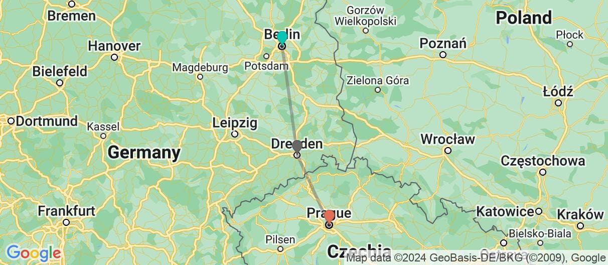 Map of Self-Guided Berlin, Saxony & Bohemia