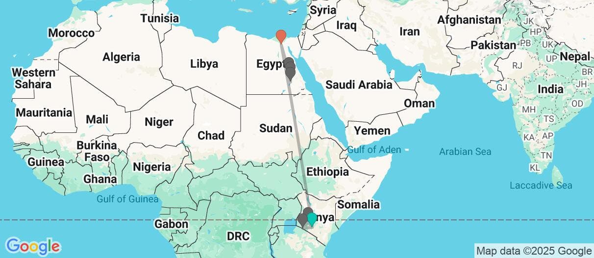 Map of Maasai Mara, Great Pyramids & Nile Cruise