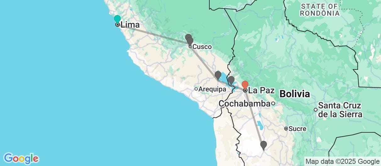 Map of From Machu Picchu to Uyuni