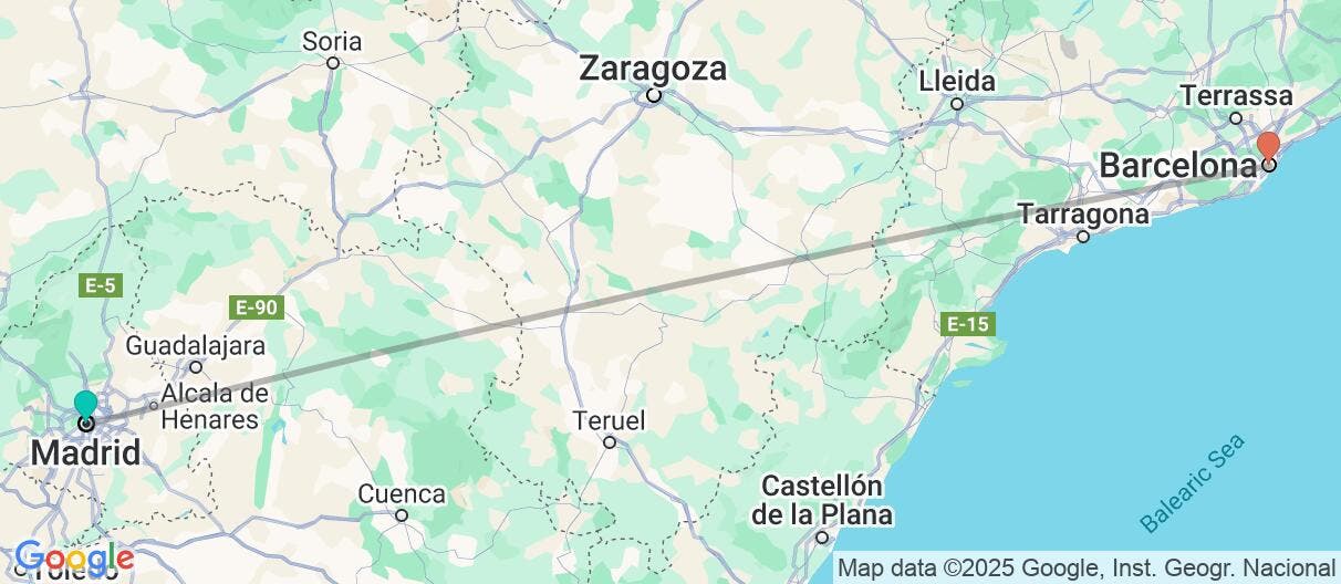 Map of Self-Guided Tour of Madrid & Barcelona