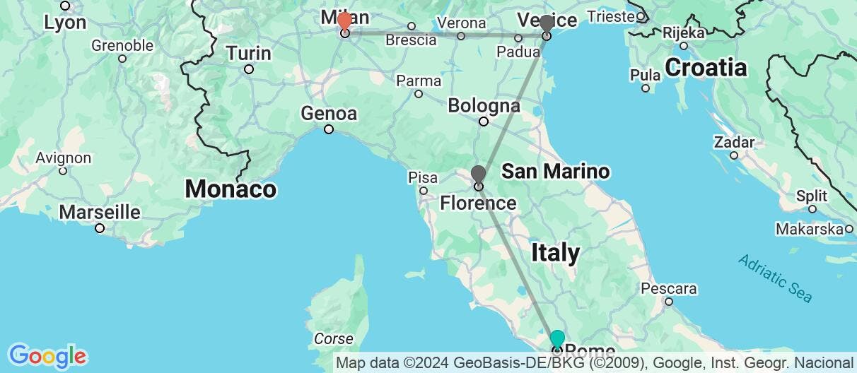 Map of Eternal cities, Milan & Lake Como