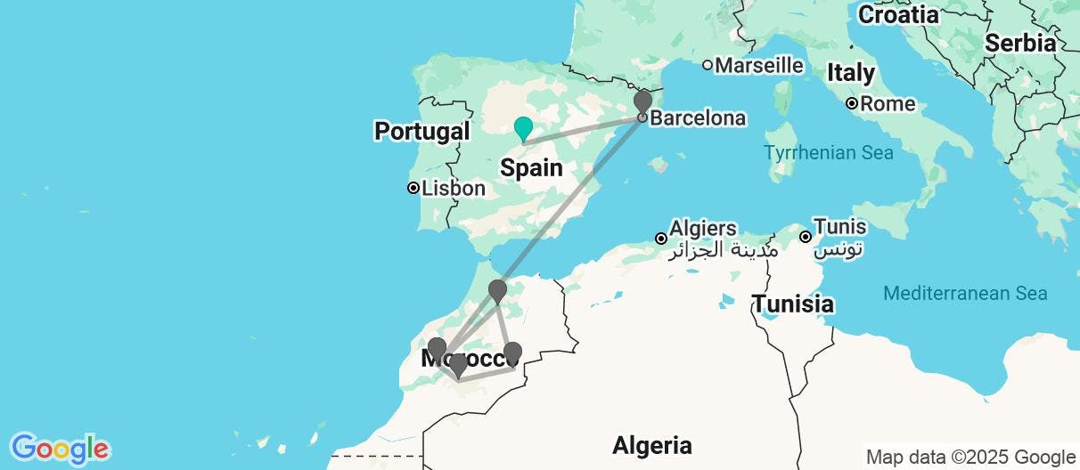 Map of Land of the Berbers, Madrid & Barcelona