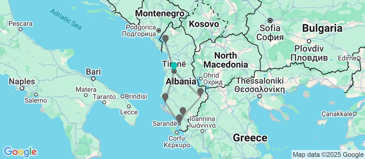 Map of Albania experience, from north to south