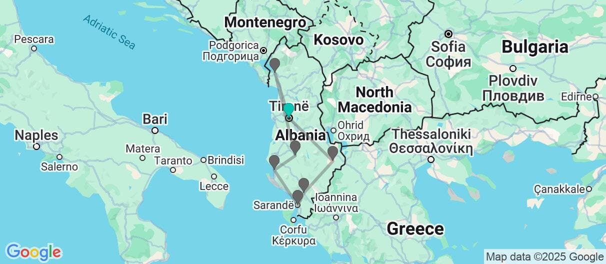 Map of Albania experience, from north to south