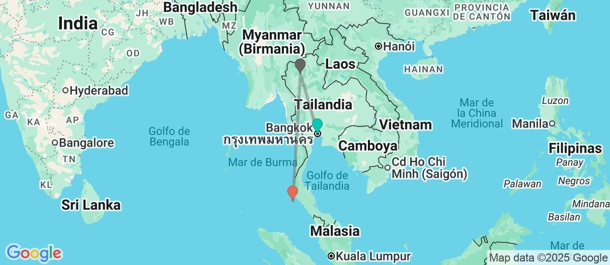 Map of Bangkok, Chiang Mai y paraíso en Phuket