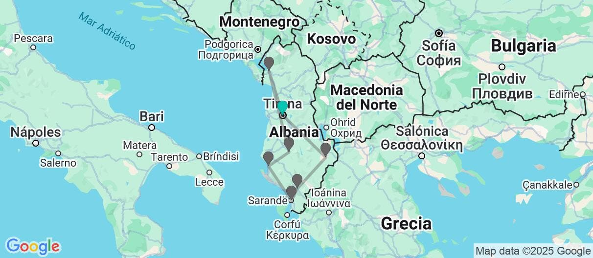 Map of Albania al completo de norte a sur 