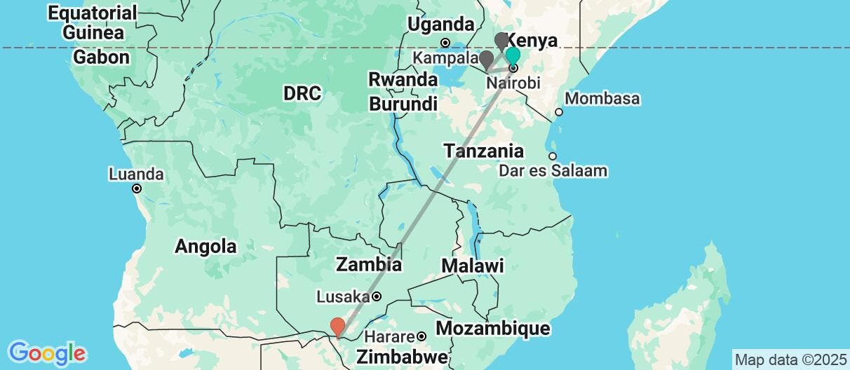 Map of Wild Savannah & Victoria Falls