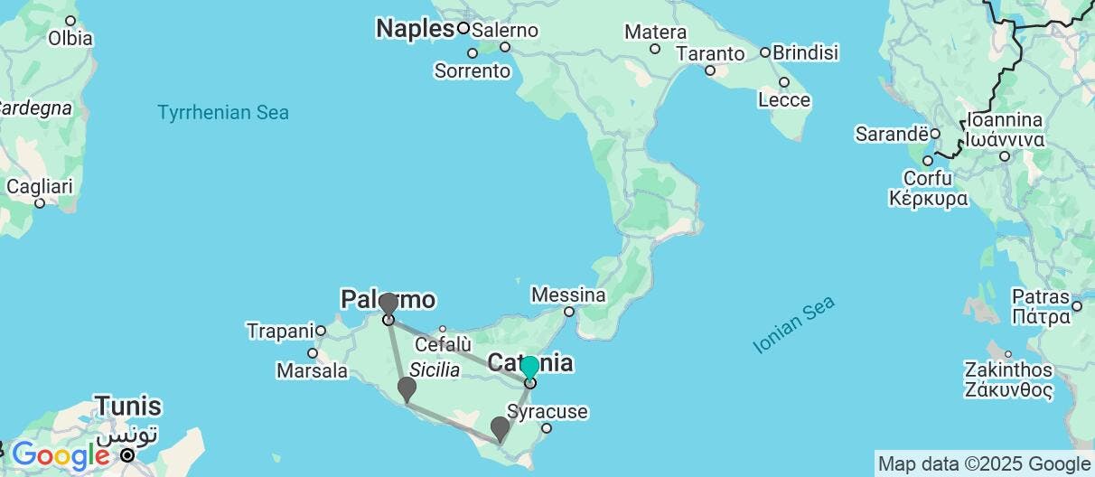 Map of Escorted Treasures of Sicily