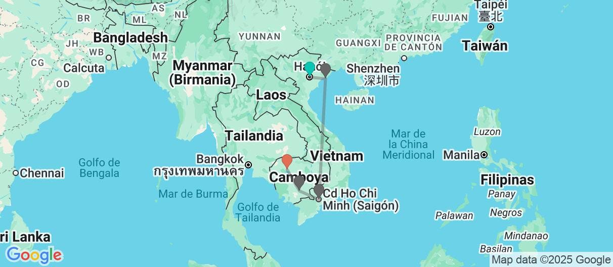 Map of De la bahía de Halong a Angkor Wat