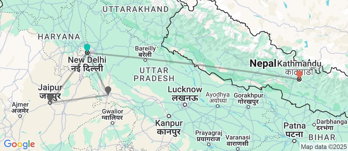 Map of Golden Triangle & Kathmandu Valley