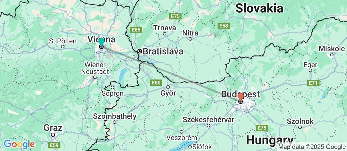Map of Magical Christmas in Vienna & Budapest 