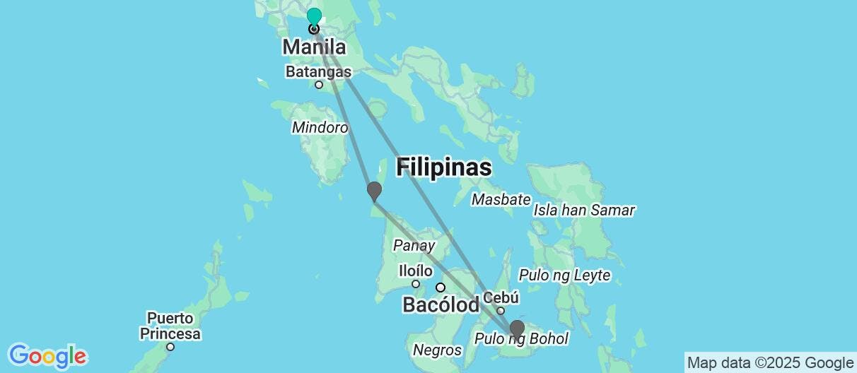 Map of Playas filipinas y Colinas de Chocolate