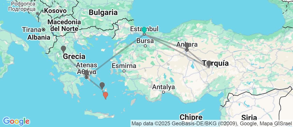 Map of Tesoros de Anatolia y Odisea Griega