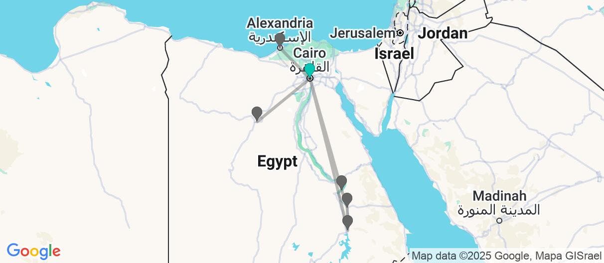 Map of Alexandria, Nile Cruise and White Desert