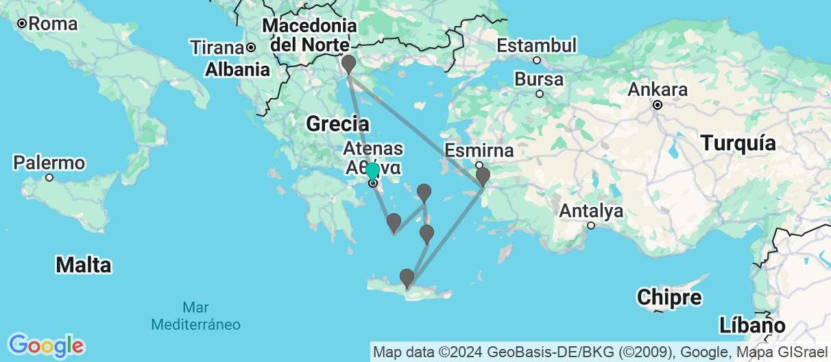 Map of Acrópolis y paraíso helénico en crucero 7N