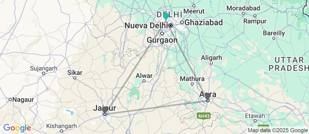 Map of Triángulo Dorado y festivales de India