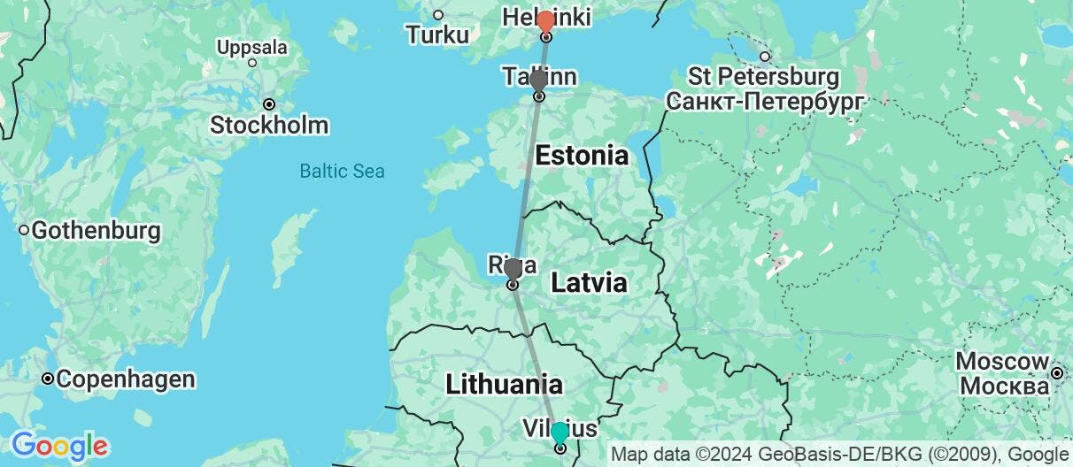 Map of Adventure Through the Baltics & Helsinki