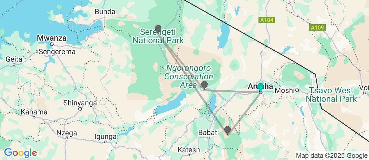 Map of Safari en Serengueti y Tarangire