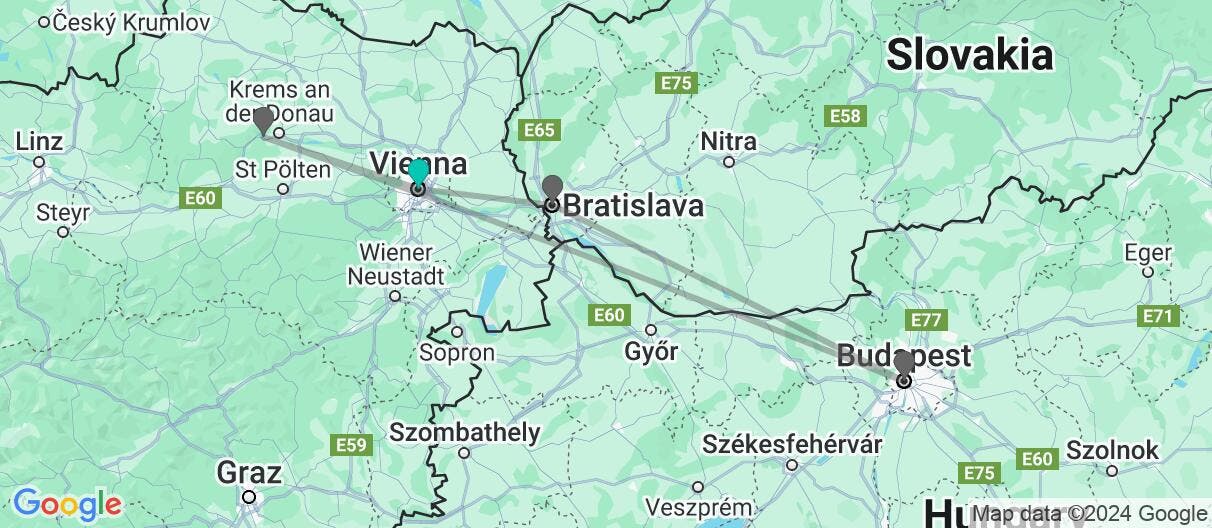 Map of Classic Cruise on the Danube