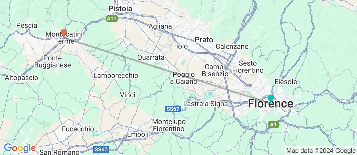 Map of Self-guided Tuscany with Florence & Pisa