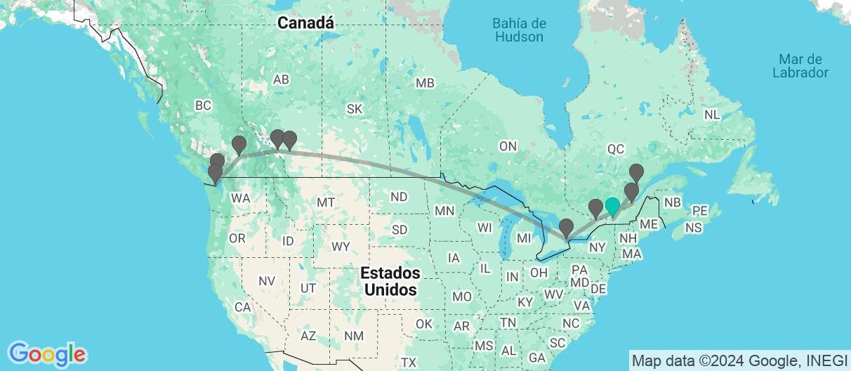 Map of Canadá al completo y cataratas del Niágara