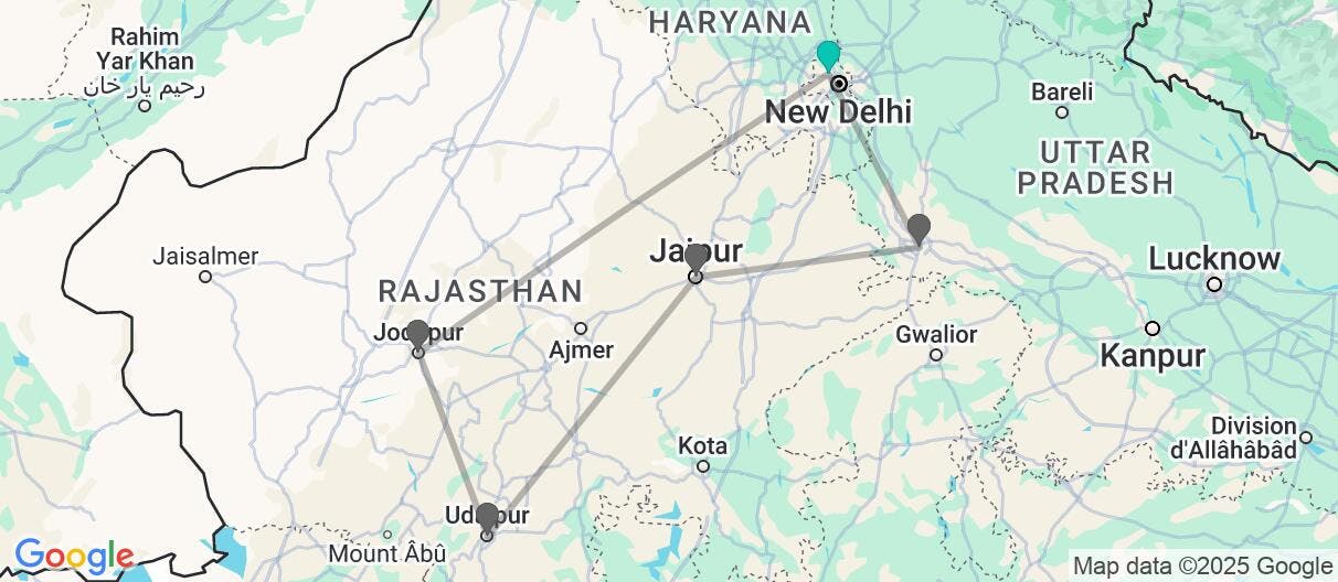 Map of Le luxe des villes royales de l’Inde