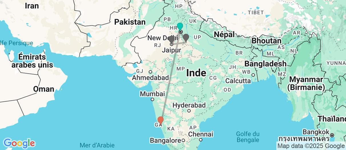 Map of Villes mystiques, Taj Mahal et Goa