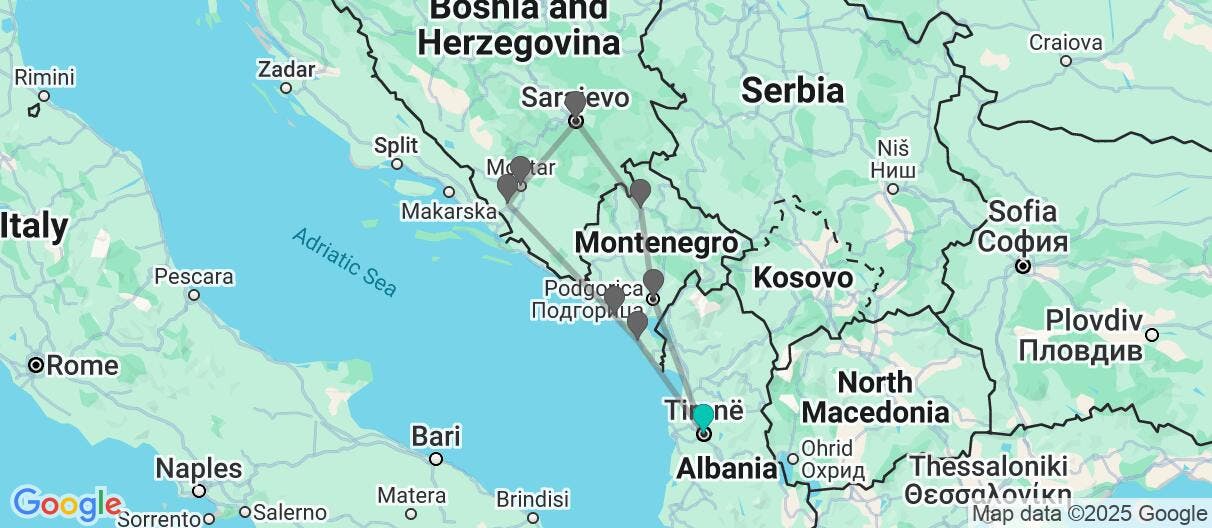 Map of Dreamy road trip through the Balkans