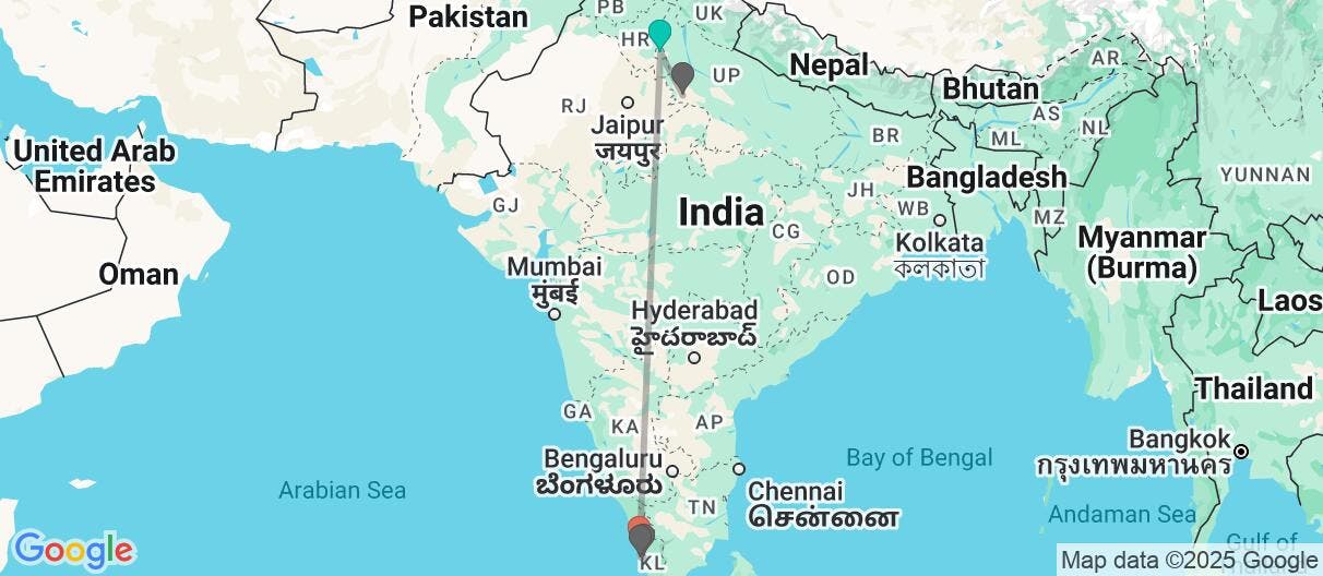 Map of Family: Taj Mahal, Delhi & beach relax
