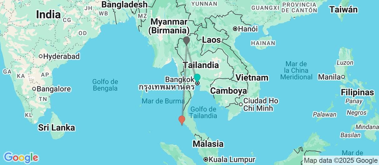Map of Bangkok, Chiang Mai y paraíso en Phuket