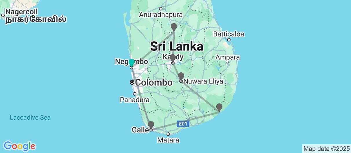 Map of Golden Sri Lanka: Journey of Wonders