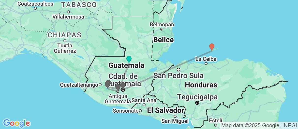 Map of Ciudades y todo incluido en Roatán