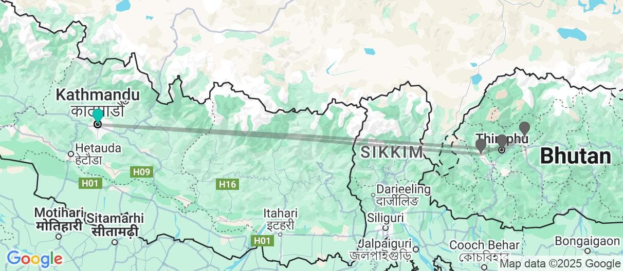 Map of Jewels of the Himalayas: Nepal & Bhutan 