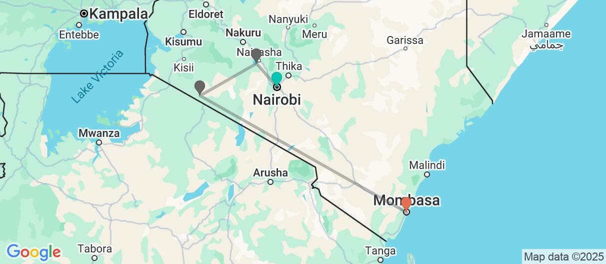 Map of Familias: Masái Mara y playas de Mombasa