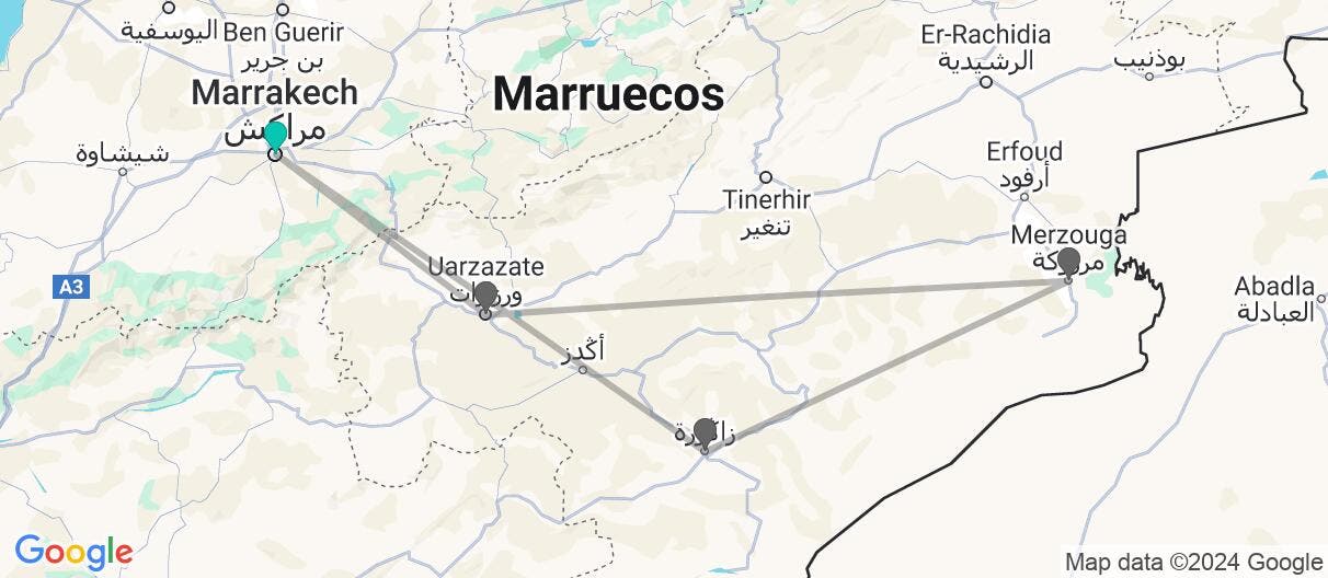 Map of Reinos Nómadas: De Marrakech al Sahara