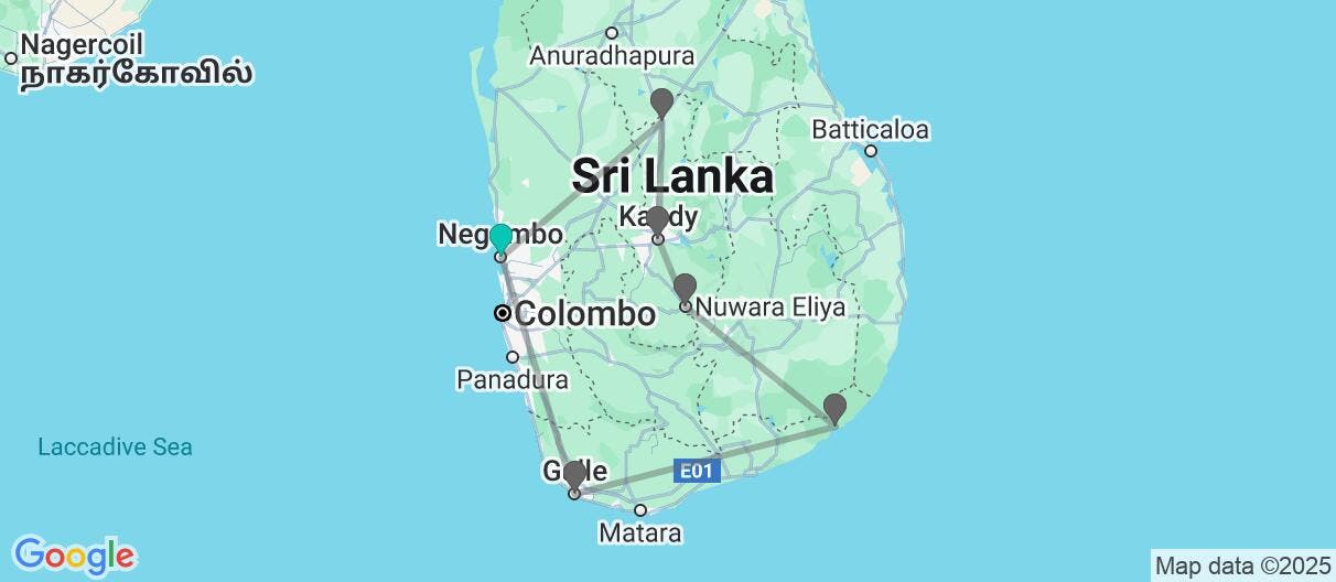 Map of Golden Sri Lanka: Journey of Wonders