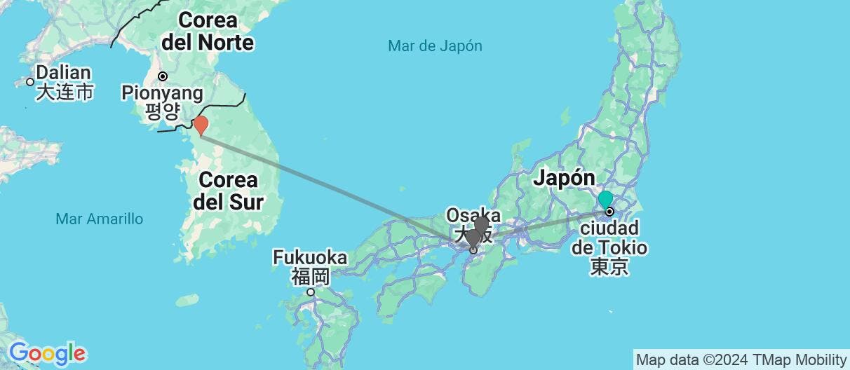 Map of Japón autoguiado y Corea del Sur