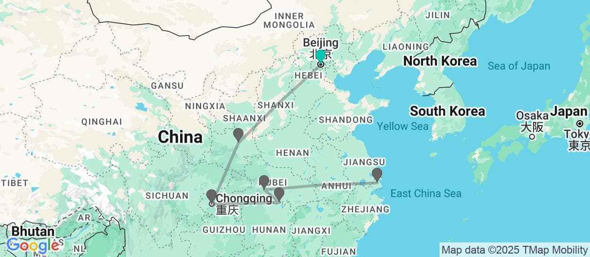 Map of Cultural treasures & Yangtze cruise