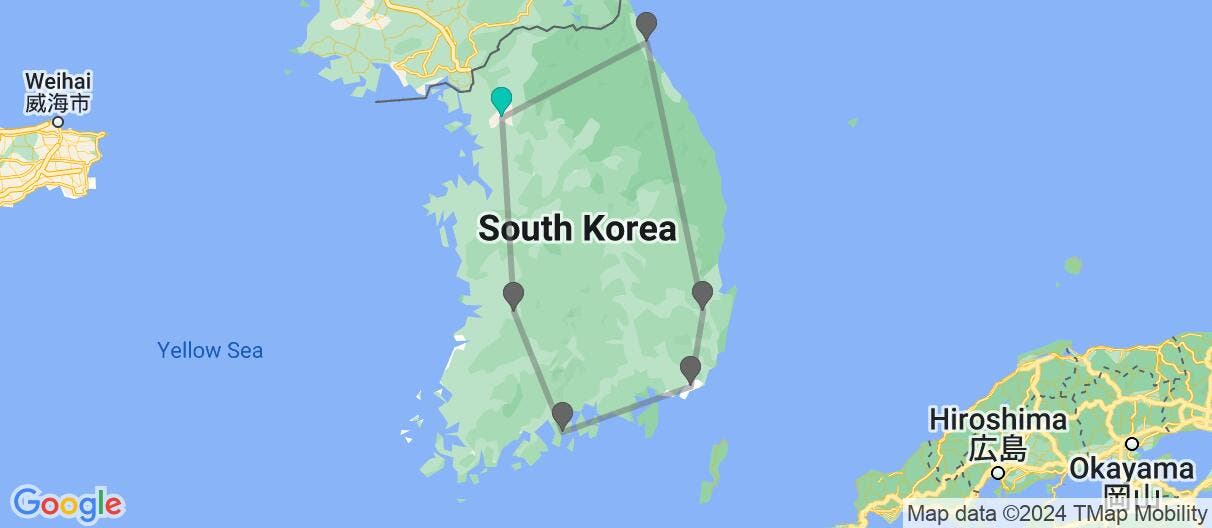 Map of The essence of Korea, fully escorted