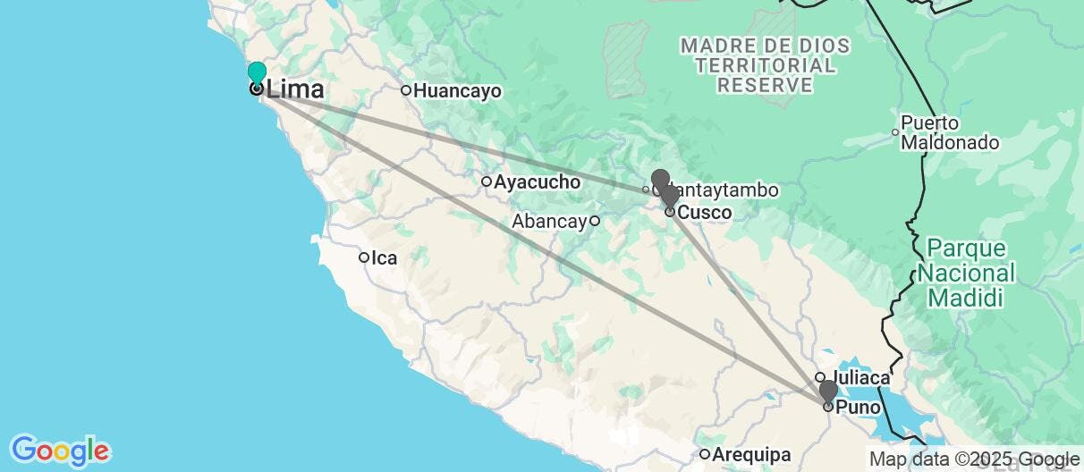 Map of From Sacred Valley to Lake Titicaca