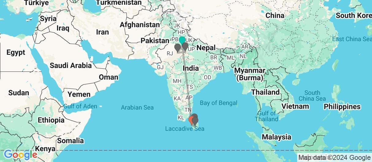 Map of India & Sri Lanka: A Golden Adventure