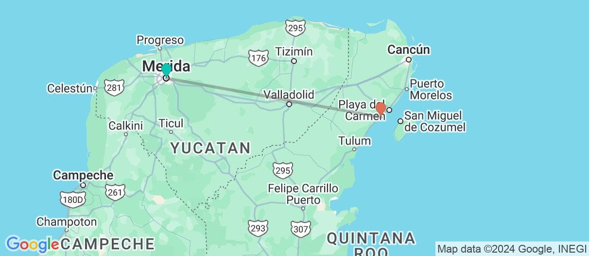 Map of Yucatán Treasures: Mérida & Riviera Maya